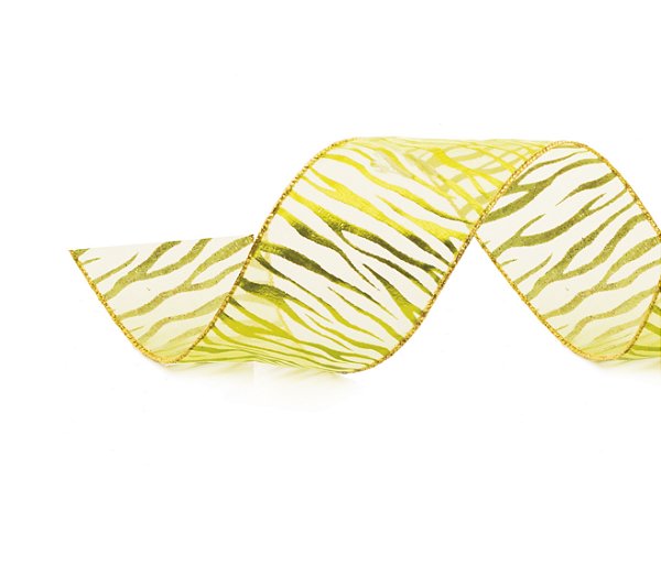 Fita Aramada de Natal Verde de Voil Estampa Zebra 6,3x914cm - Ref 1213646 Cromus