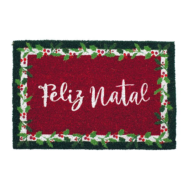 Tapete Capacho de Natal Feliz Natal 60x40cm - Ref 1021970 Cromus