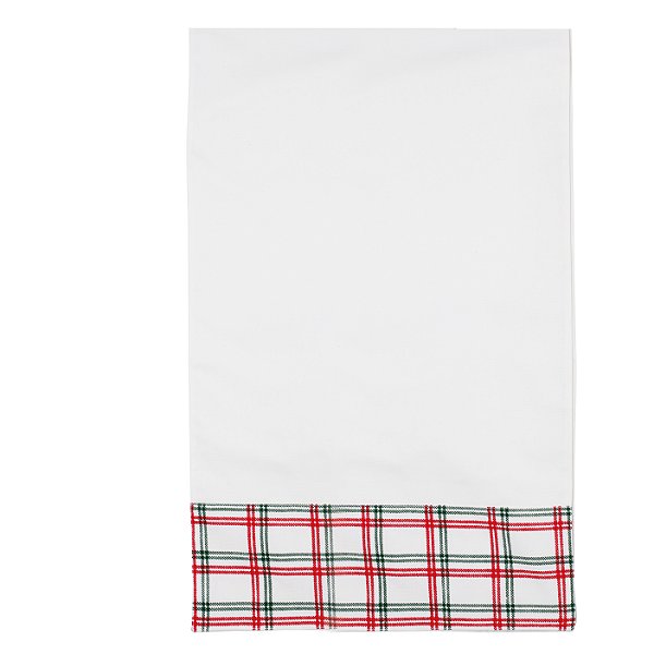 Caminho de Mesa Branco com Borda Xadrez 33x180 - Ref 1921340 Cromus