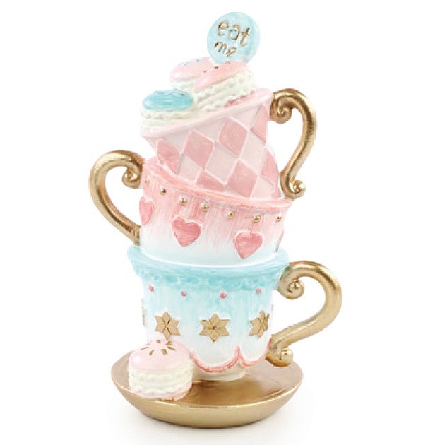 Enfeite Xicaras de Resina Azul e Rosa 18x11x9cm - Coleção Pastries - Ref 1048459 Cromus