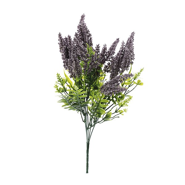 Buque de Lavanda com Complementos de Samambaia 38cm - Flores Permanentes - Ref 1063303 Cromus