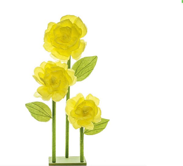 Pedestal 3 Flores em Papel Amarelo 70x17x12cm Desmontável - Ref 1823145 Cromus