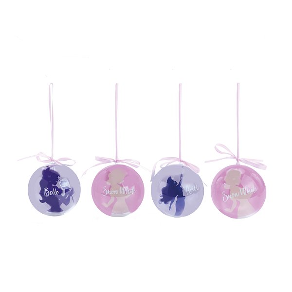 Bola Acrílica Princesas 10cm Jogo com 4 Un - Natal Disney - Ref 1109048 Cromus