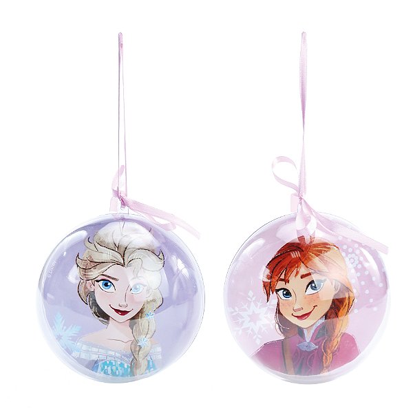 Bola Acrílica Frozen 12cm Jogo com 2 Unidades - Natal Disney - Ref 1109060 Cromus