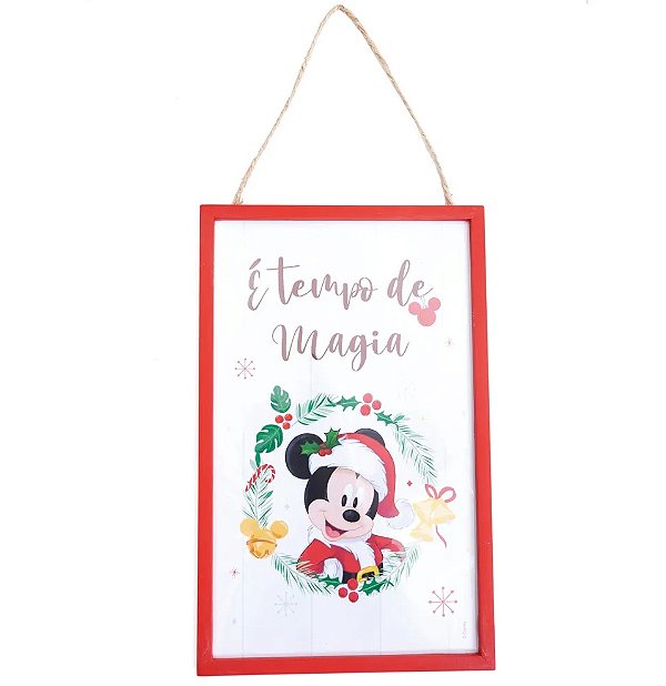 Quadro de Madeira Natal Disney é Tempo de Magia 40x25cm - Ref 1109996 Cromus