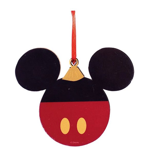 Enfeite Pendurar Mickey de Madeira 10x8cm com 1 Unidade - Natal Disney - Ref 1109979 Cromus