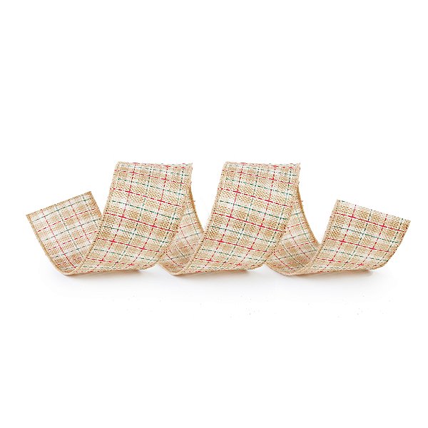 Fita Aramada de Juta Cru, Verde e Vermelha 6,3x914cm - Ref 1031131 Cromus