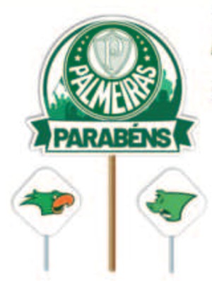 Topo de Bolo Impresso Festa Palmeiras com 3Un - Ref 392031 Piffer