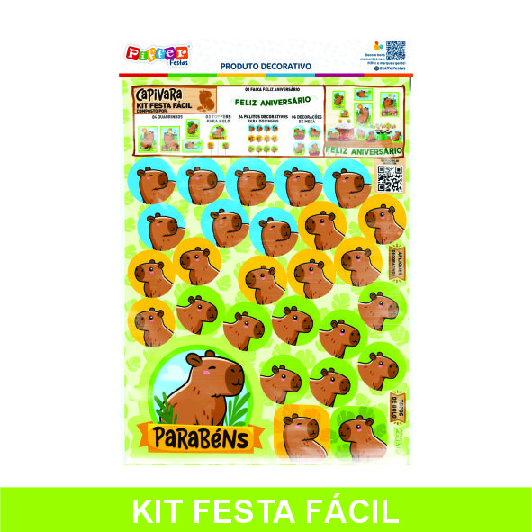 Kit Festa Fácil Capivara com 38 Itens - Ref 133007 Piffer