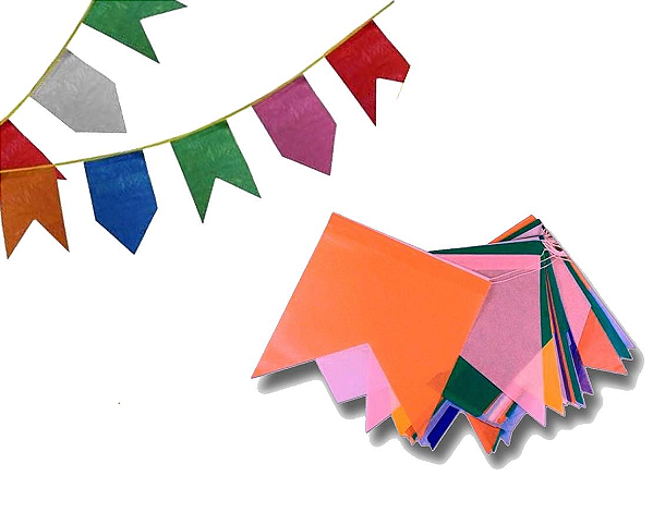 Bandeirinha de Papel Seda Festa Junina com 10 Mts Colorida - REAL