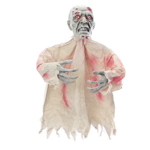 Zumbi de Jardim Ensanguentado 80cm Com Luz, Som e Movimento - Halloween - Ref 29005361 Cromus