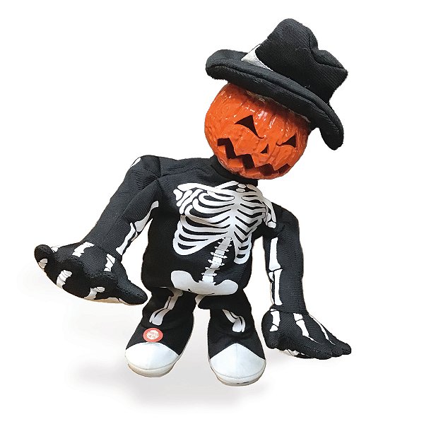 Boneco Abobora Esqueleto com Luz, Som e Movimento 11x25x30cm - Halloween - Ref 29006627 Cromus