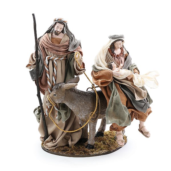 Sagrada Família de Resina e Tecido Maria Sentada 45x38x23cm - Ref 1004109 Cromus