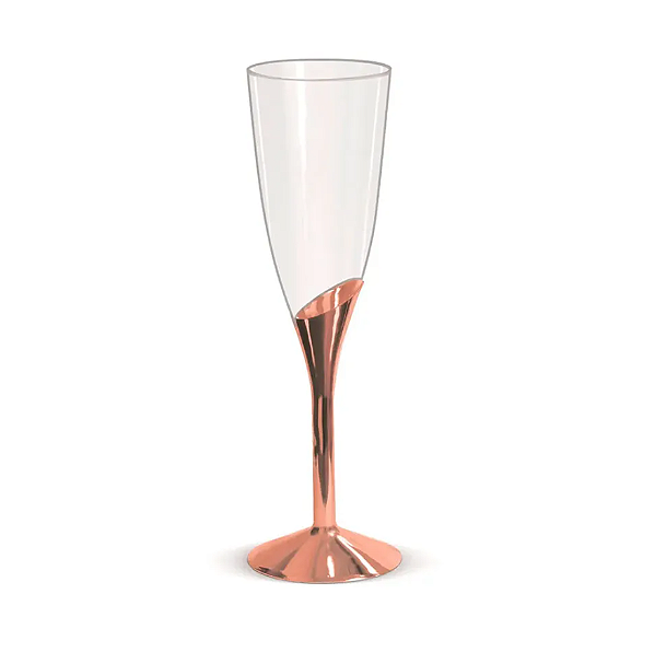Taça Champanhe Descartável Luxo Base Rosê 150Ml com 6Un - Silver Plastic