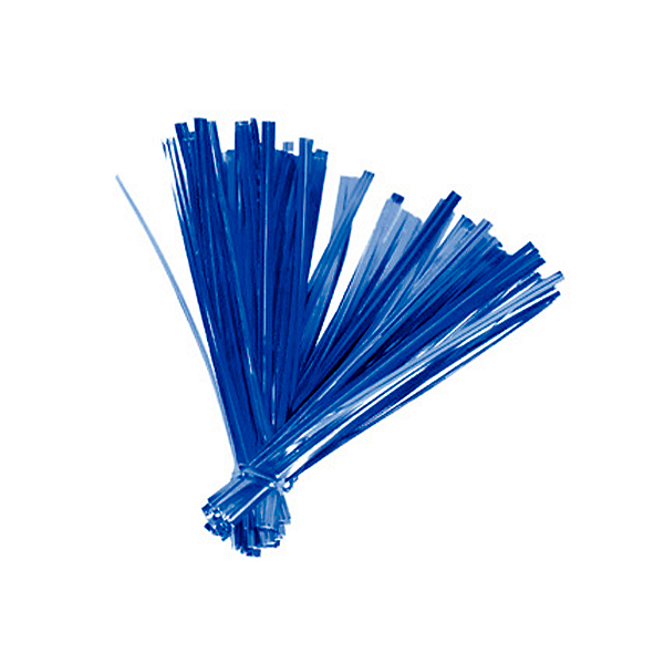 Fecho Prático Metalizado Azul 11cm x 4mm com 100Un - Silver Plastic