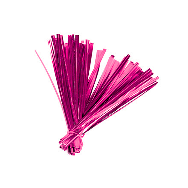 Fecho Prático Metalizado Pink 11cm x 4mm com 100Un - Silver Plastic