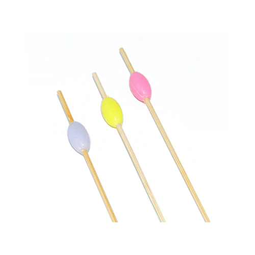 Palito de Petisco de Bambu com Bolinhas Coloridas 12cm com 12Un - Silver Plastic