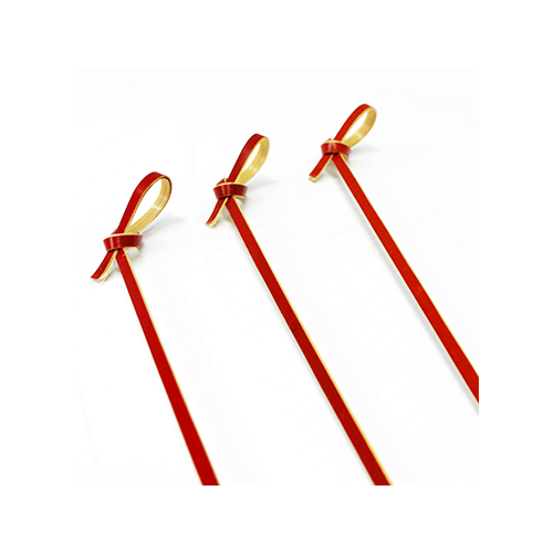 Palito Para Petisco de Bambu Laço Vermelho 12cm com 12Un - Silver Plastic