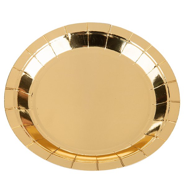 Prato Descartável de Papel Metalizado Dourado 18cm com 10 Un - Silver