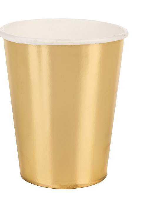 Copo Descartável de Papel Metalizado Dourado 270Ml com 10 Un - Silver