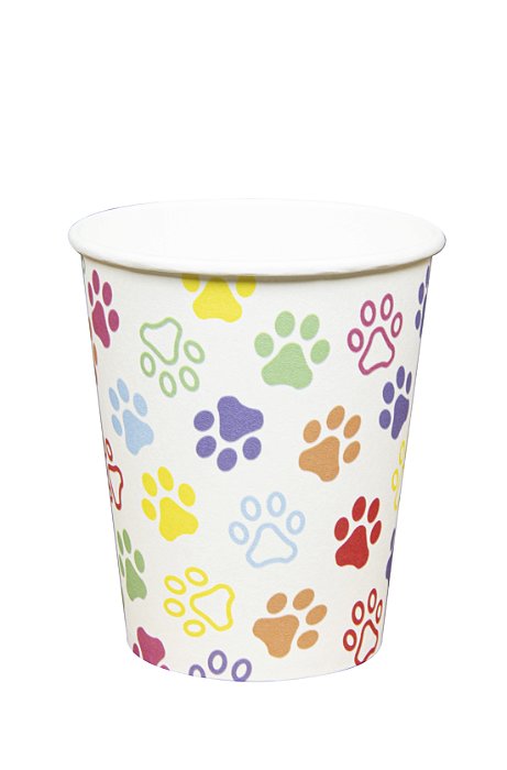 Copo Descartável de Papel Patinhas Coloridas 270Ml com 10 Un - Silver