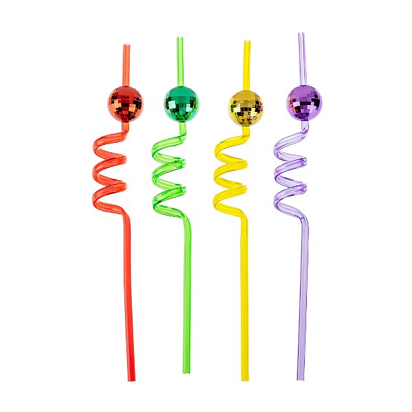 Canudo Espiral de Plástico Divertido Balada Sortido com 4 Un - Silver