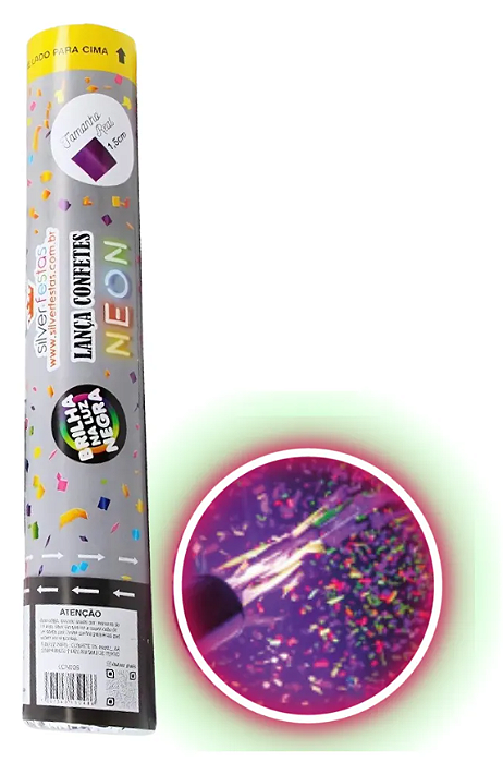 Lança Confete Quadrado Neon 30cm - Silver