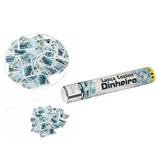 Lança Confete Papel Dinheiro Sem Valor Comercial 30cm - Silver