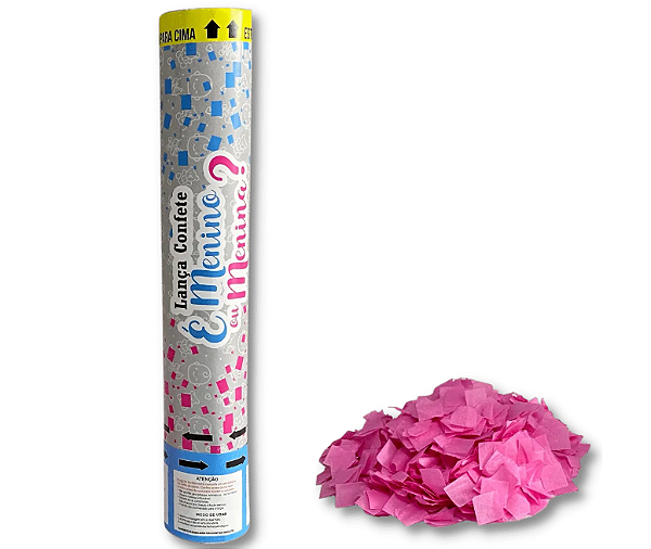 Lança Confete Chá Revelação Rosa 30cm - Silver