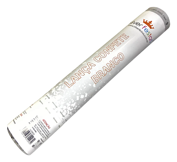 Lança Confete Papel Branco 30cm - Silver