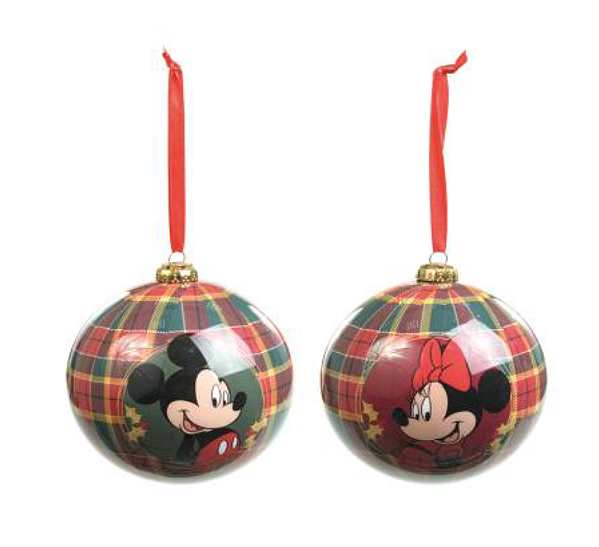 Bolas de Natal Disney Mickey e Minnie Xadrez 12cm com 2 Un - Ref 1058613 Cromus