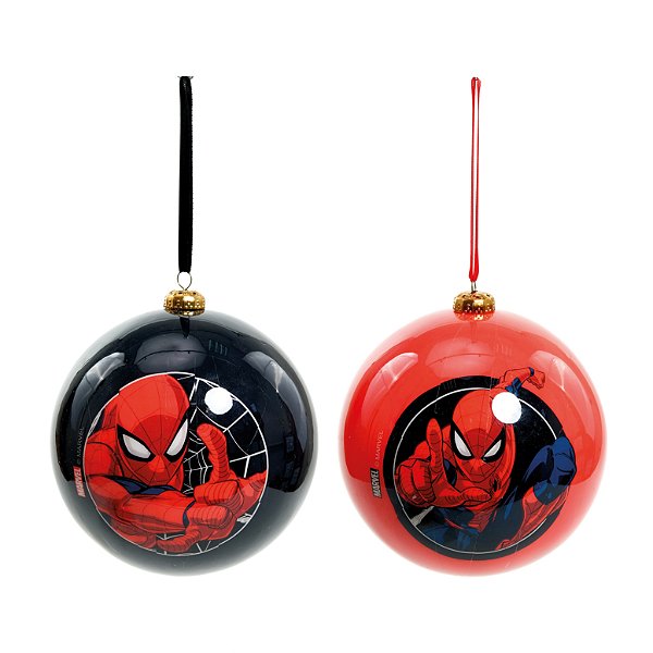 Bola de Natal Homem Aranha 12cm com 2Un - Natal Avengers - Ref 1118111 Cromus