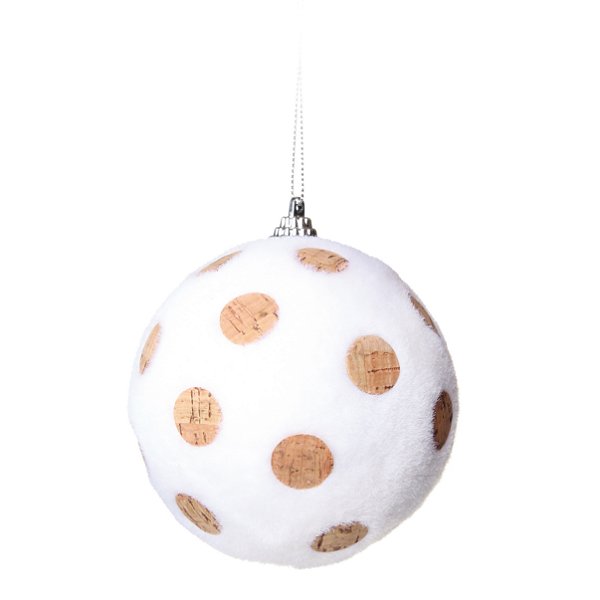 Bolas de Natal Branca Flocada com Bolas Nude 8cm com 6Un - Ref 1713405 Cromus