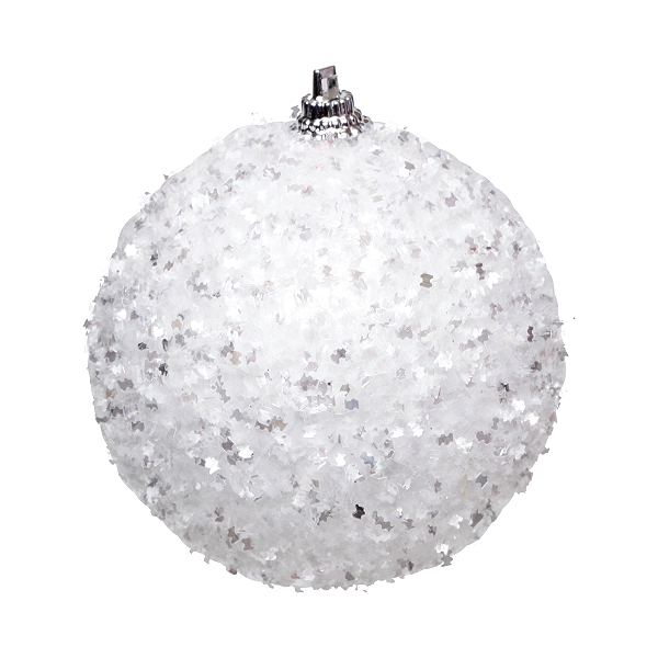 Bolas de Natal Branca Nevada com Glitter 10cm Jogo com 4Un - Ref 1923545 Cromus