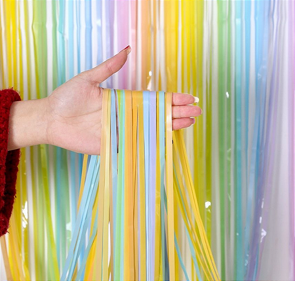Cortina Decorativa Metalizada Colorida Candy 1x2m - CCS Decorações