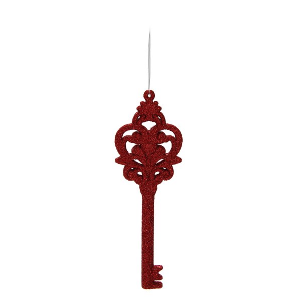 Enfeite de Pendurar Cetro Real Chave Real Vermelha 15cm com 6Un - Ref 1517894 Cromus