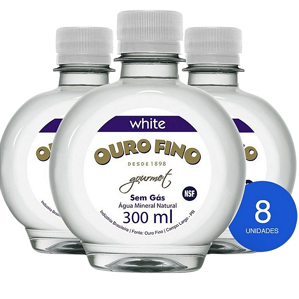 Água Mineral Ouro Fino Gourmet Cristal White Sem Gás 300ml 8 Unidades White