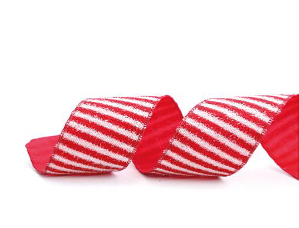 Fita Aramada de Natal Listras Vermelha e Branca 6,3X450cm - Ref 1117169 Cromus