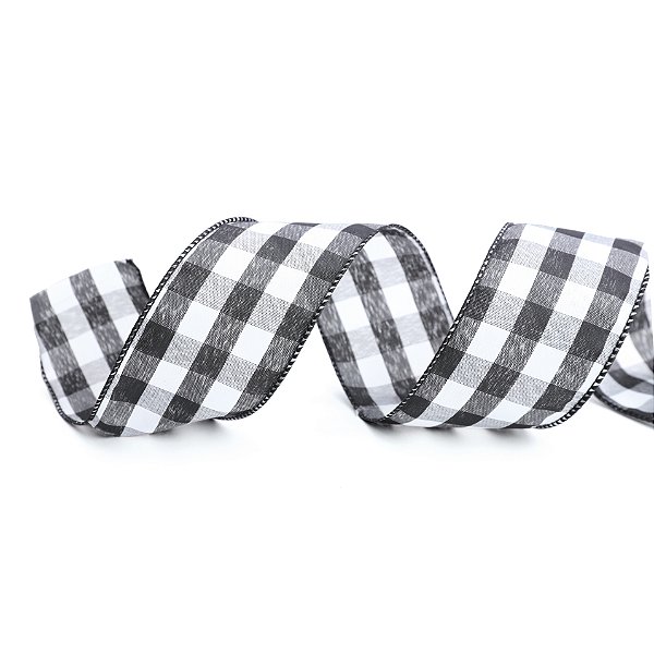 Fita Aramada de Linho Xadrez Preto e Branco 6,3X914cm - Ref 1117094 Cromus