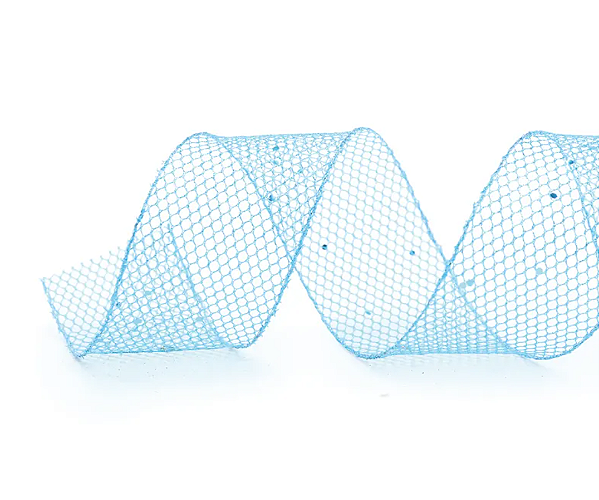 Fita Aramada Tela Glitter Azul Bebe 6,3X9,14m - Ref 1008548 Cromus