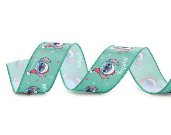 Fita de Natal Aramada Cetim Lilo e Stitch 3,8x914cm - Ref 1058966 Cromus