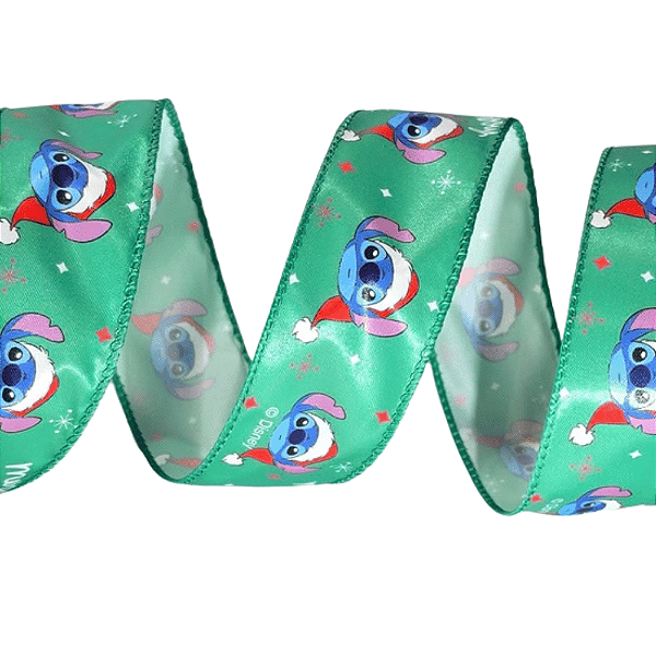 Fita de Natal Aramada Cetim Lilo e Stitch 3,8x914cm - Ref 1058966 Cromus