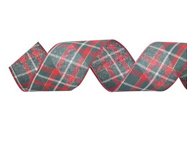 Fita Aramada de Natal Xadrez Verde e Vinho 6,3x914cm - Ref 1020970 Cromus