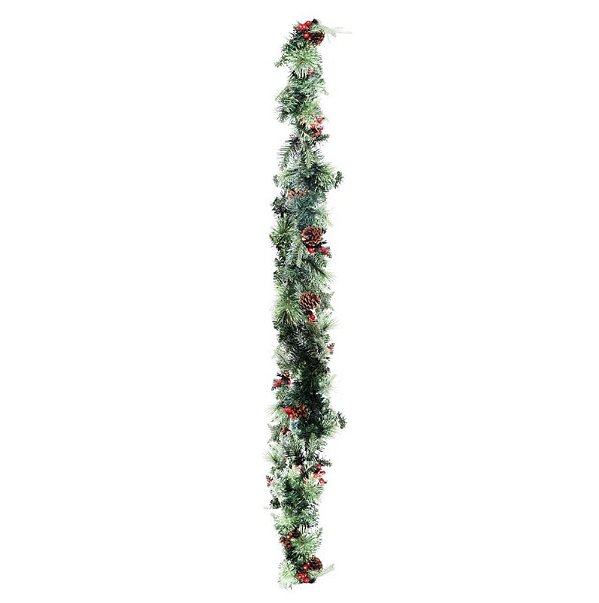 Festão de Natal Aramado Galhos de Pinheiro 3 Modelos de Hastes com Acabamento Berry e Led 270cm - Ref 1023672 Cromus