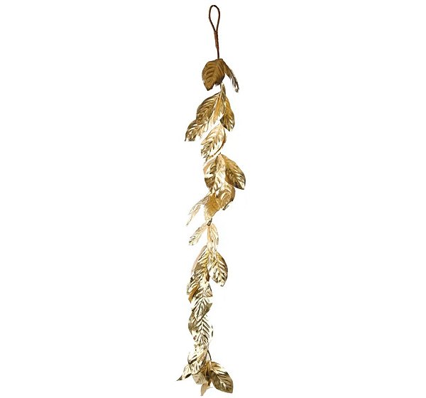 Galho Longo Folhas Metalizadas Douradas 140cm - Ref 1032597 Cromus
