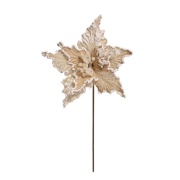Flor de Natal Poisentia de Juta com Borda Nevada 25cm - Ref 1692956 Cromus