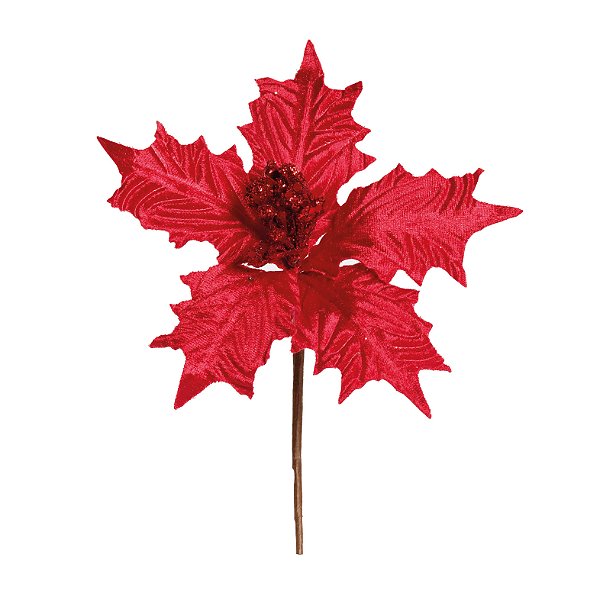 Flor de Natal Poisentia Vermelha de Veludo 12cm - Ref 1920784 Cromus