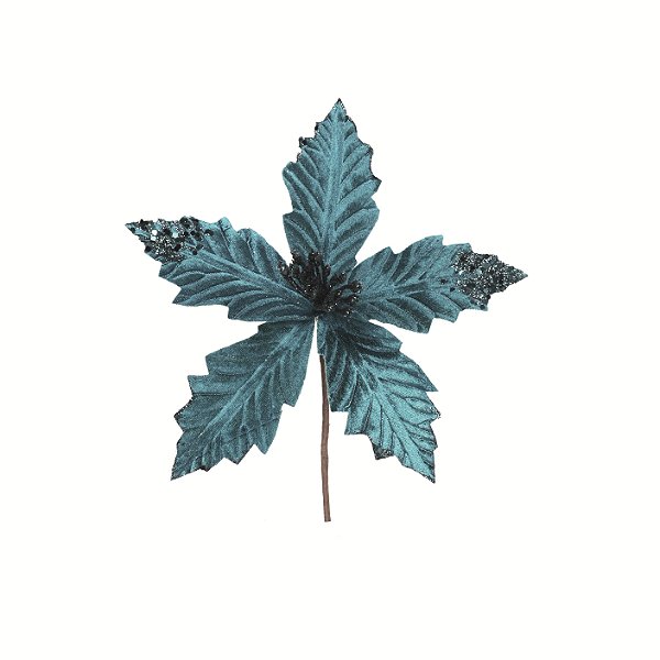 Flor de Natal Poisentia de Veludo Verde Esmeralda 22cm - Ref 1084604 Cromus