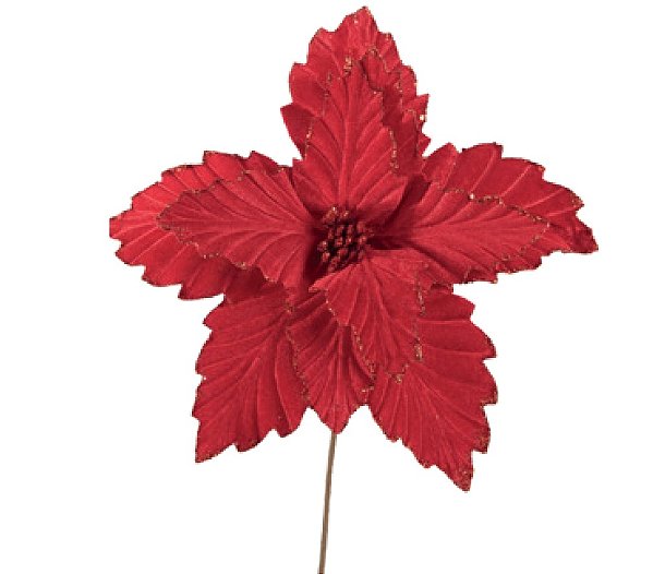Flor de Natal Poisentia de Veludo Vermelho 30cm - Ref 1089126 Cromus