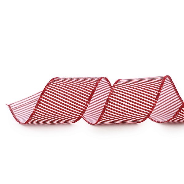 Fita Aramada de Natal Listrada Vermelha e Branca 3,8x914cm - Ref 1056659 Cromus